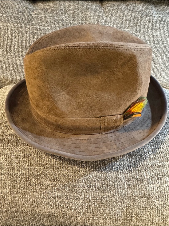 jcpenney Other - Vintage JCPenney Brown Fedora Hat Suede Leather Size 7 1/4 - 7 3/8